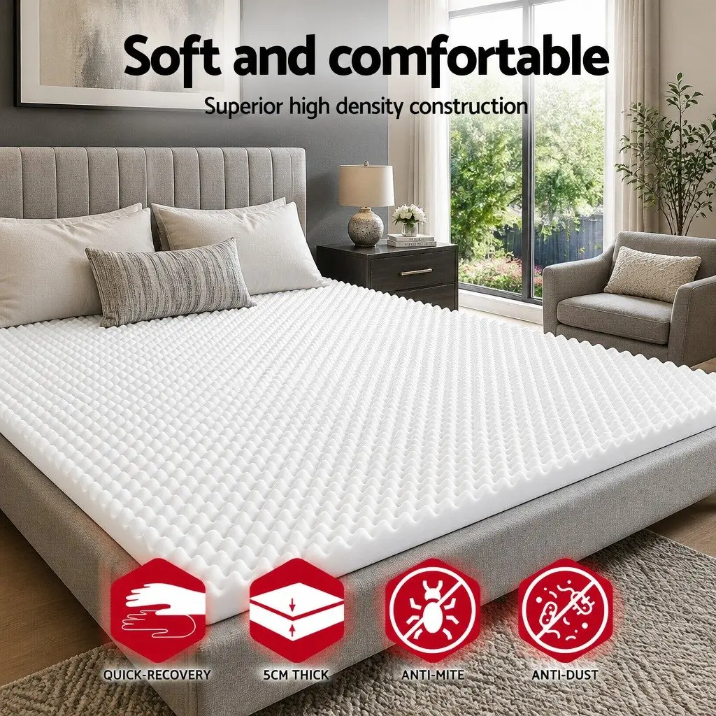 Memory Foam Egg Crate Topper White 5cm King Single Size Comfort Layer