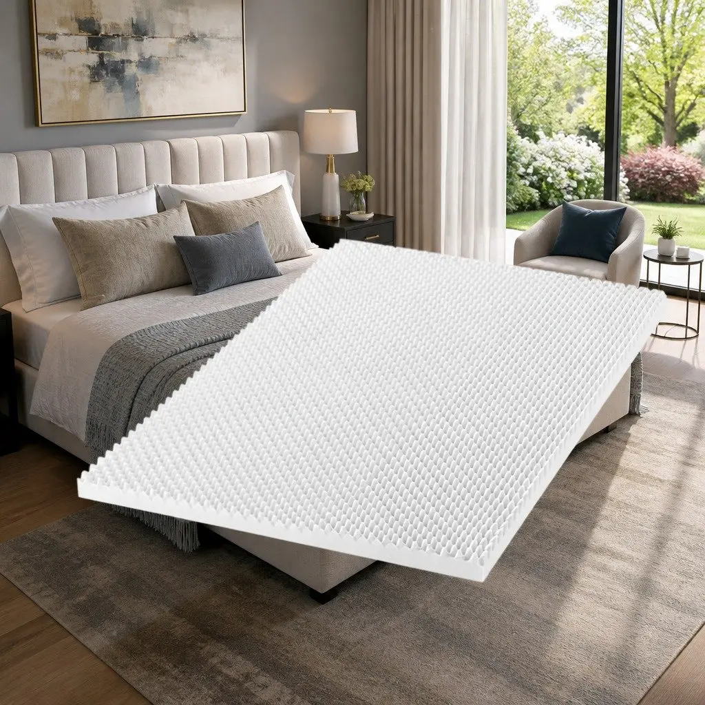 Memory Foam Egg Crate Topper White 5cm King Single Size Comfort Layer
