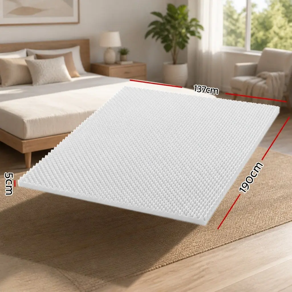 Mattress Topper Foam Egg Crate 5cm Double White Support Pad
