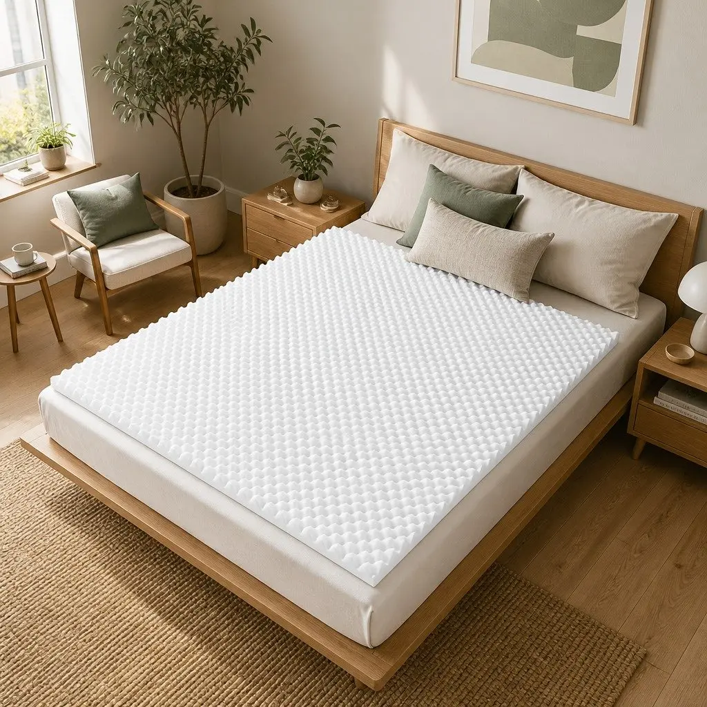 Mattress Topper Foam Egg Crate 5cm Double White Support Pad