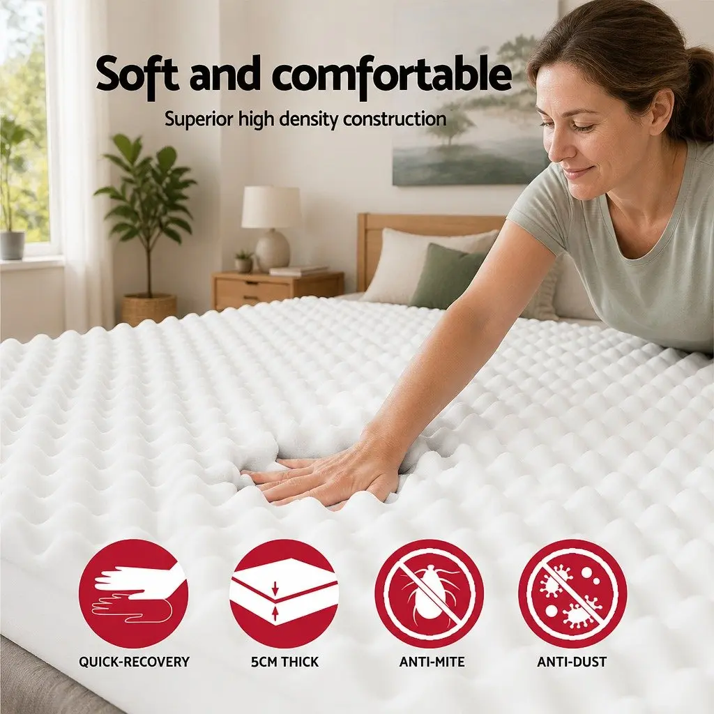 Mattress Topper Foam Egg Crate 5cm Double White Support Pad