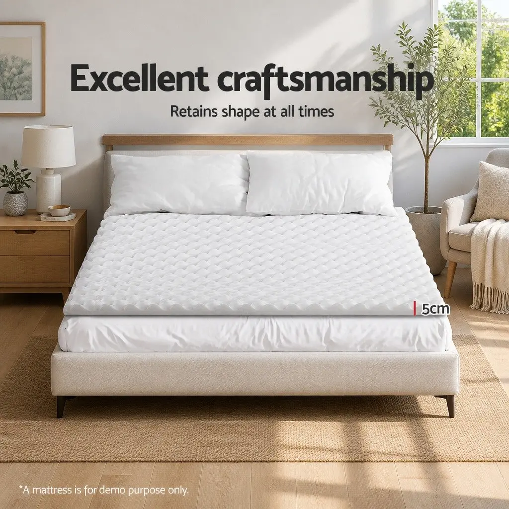 Mattress Topper Foam Egg Crate 5cm Double White Support Pad