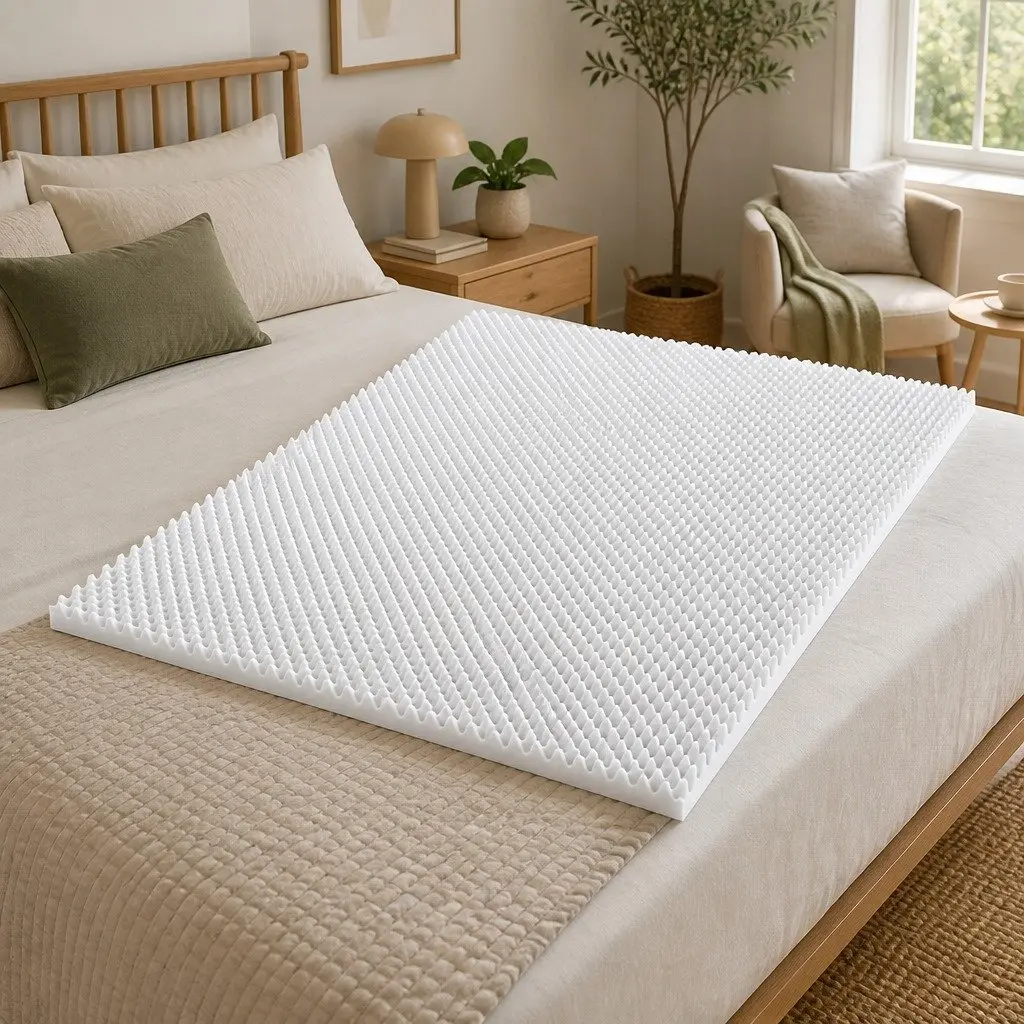 Mattress Topper Foam Egg Crate 5cm Double White Support Pad