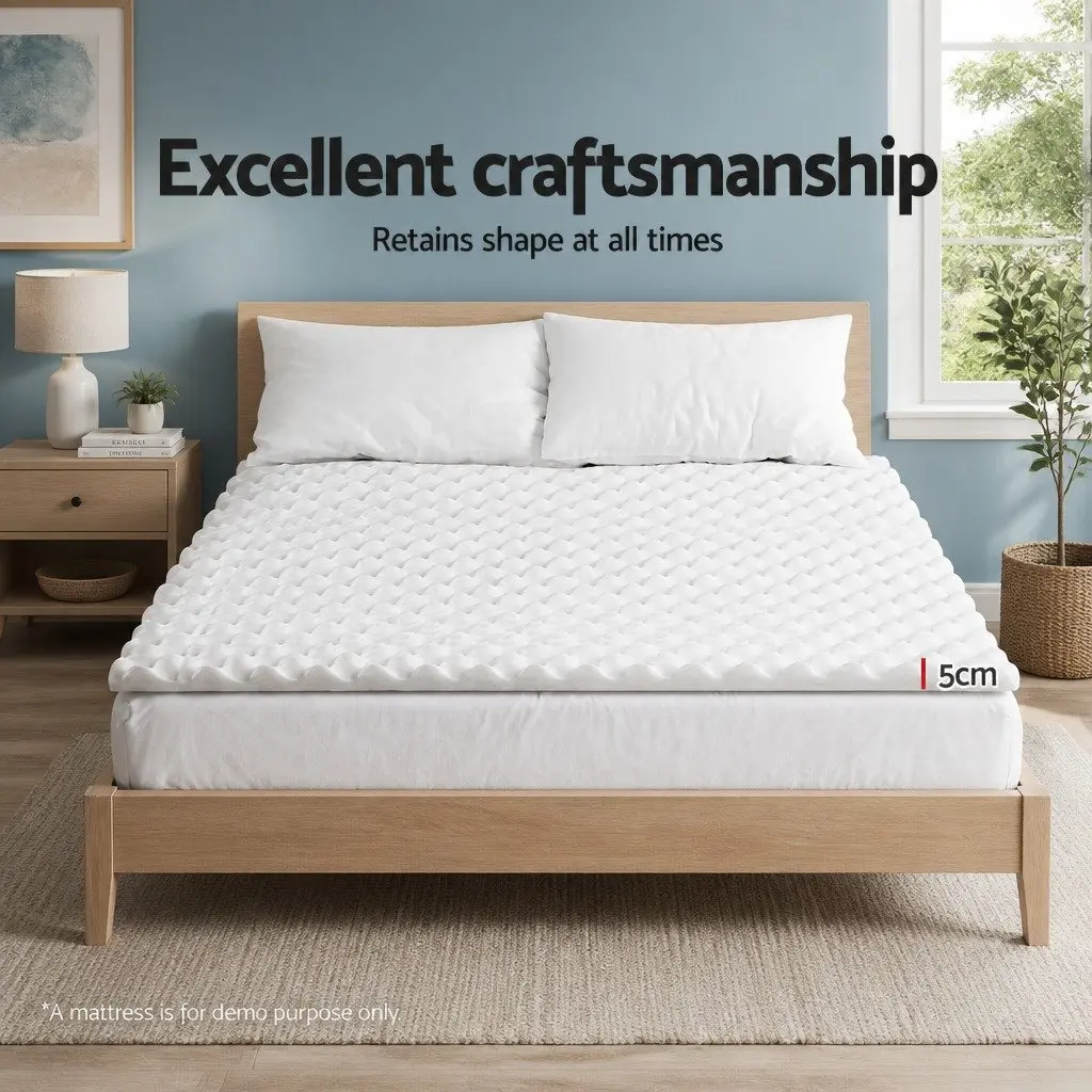 Memory Foam Mattress Topper Egg Crate 5cm King White Pressure Relief Support