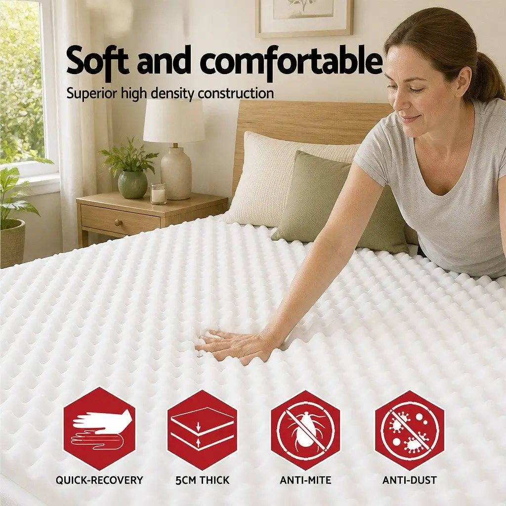 Memory Foam Mattress Topper Egg Crate 5cm Queen Bed Comfort Layer Support