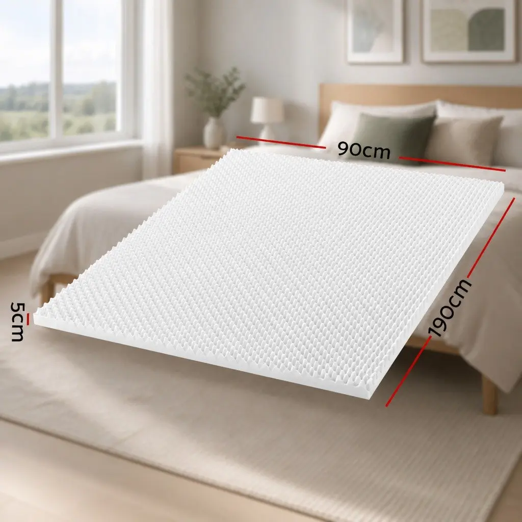 Memory Foam Mattress Topper Egg Crate 5cm Single Bed Comfort Layer Support