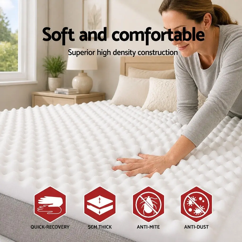 Memory Foam Mattress Topper Egg Crate 5cm Single Bed Comfort Layer Support