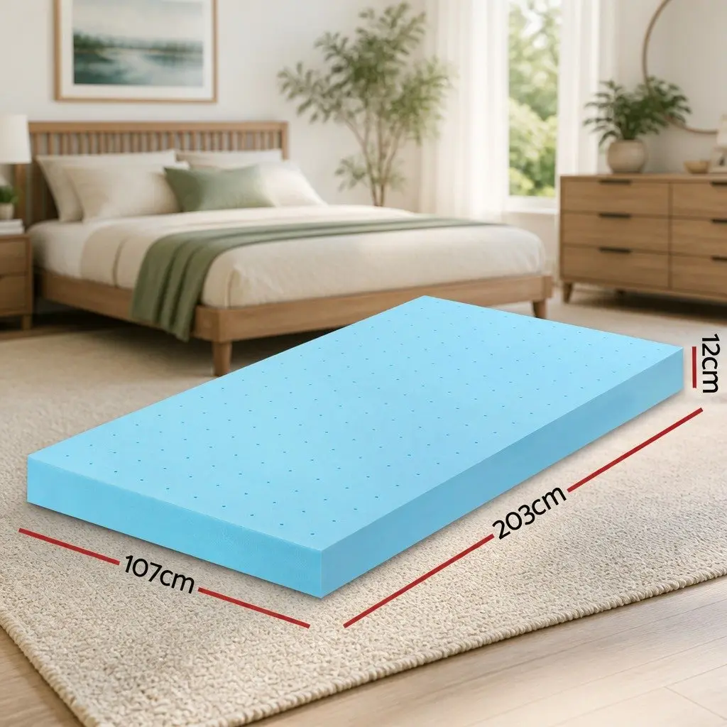 Memory Foam Mattress Topper 12cm Ventilated Gel Bamboo Cover King Single Bed