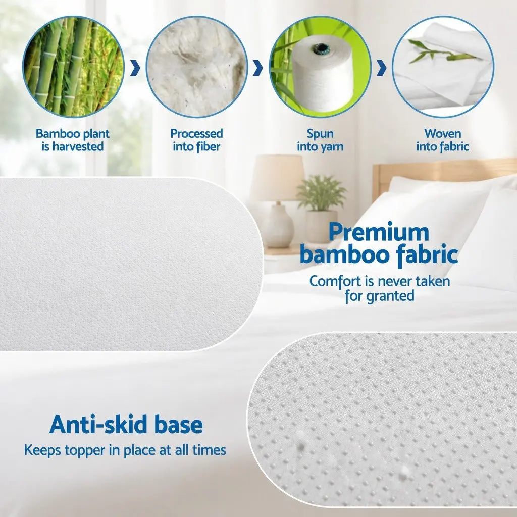 Memory Foam Mattress Topper 12cm Ventilated Gel Bamboo Cover King Single Bed