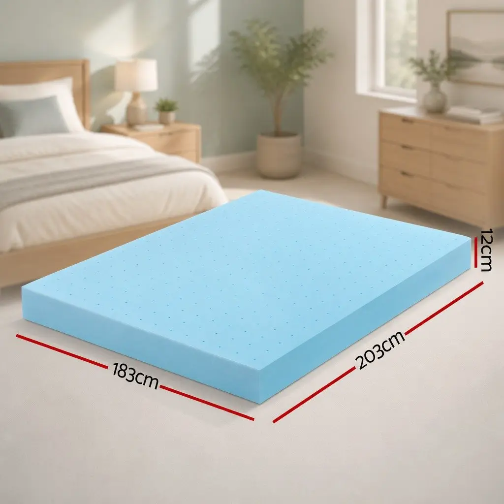 Memory Foam Mattress Topper King 12cm Ventilated Cool Gel Bamboo Cover Pressure