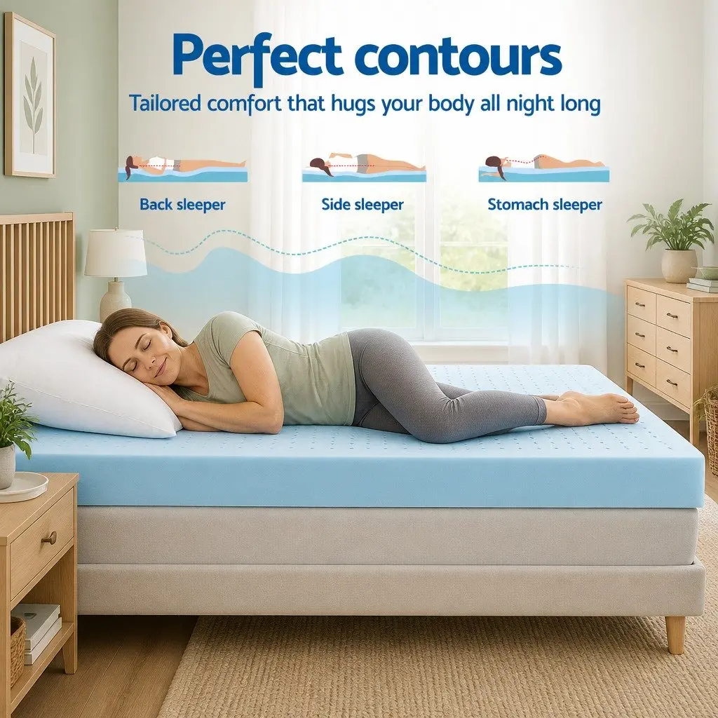 Memory Foam Mattress Topper King 12cm Ventilated Cool Gel Bamboo Cover Pressure