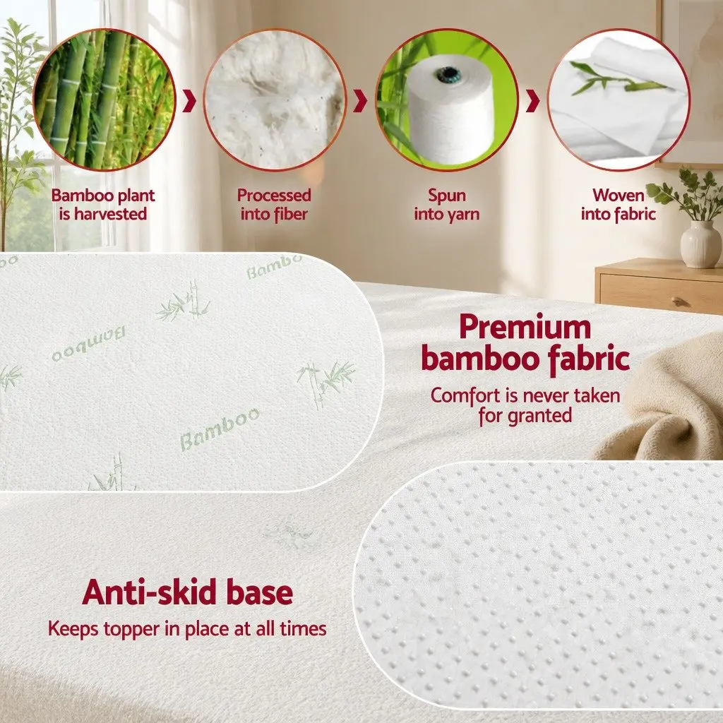Memory Foam Mattress Topper King 12cm Ventilated Cool Gel Bamboo Cover Pressure
