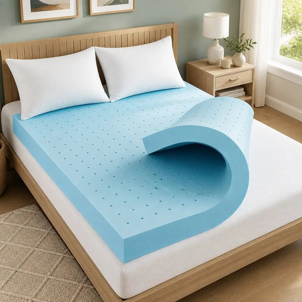 Memory Foam Mattress Topper King 12cm Ventilated Cool Gel Bamboo Cover Pressure