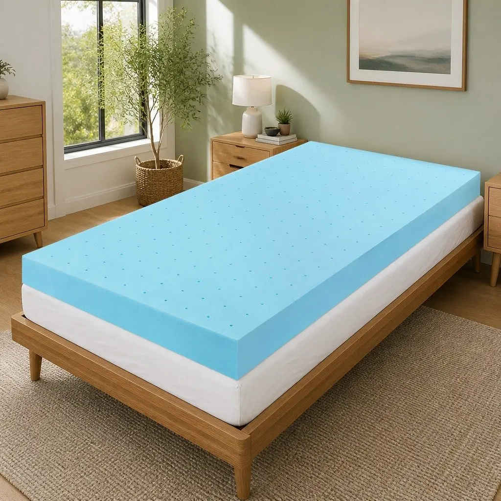 Memory Foam Mattress Topper 12cm Ventilated Gel Bamboo Cover Single Bed