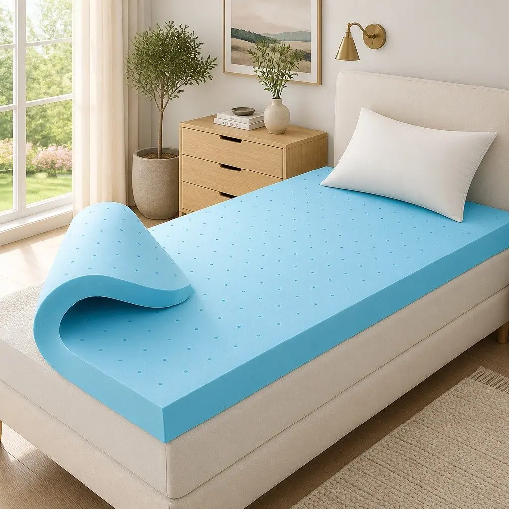 Memory Foam Mattress Topper 12cm Ventilated Gel Bamboo Cover Single Bed