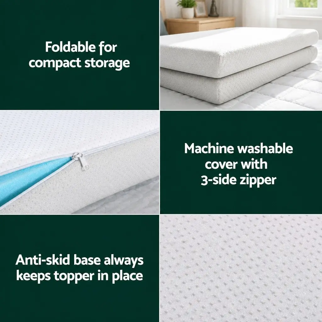 Memory Foam Topper 8cm King Single Ventilated Breathable Cool Gel Blue