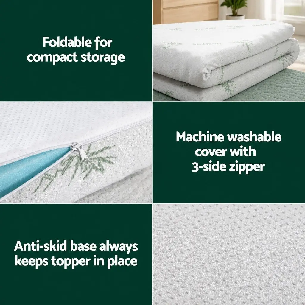 Memory Foam Mattress Topper 5cm Queen Bed Ventilated Gel Blue