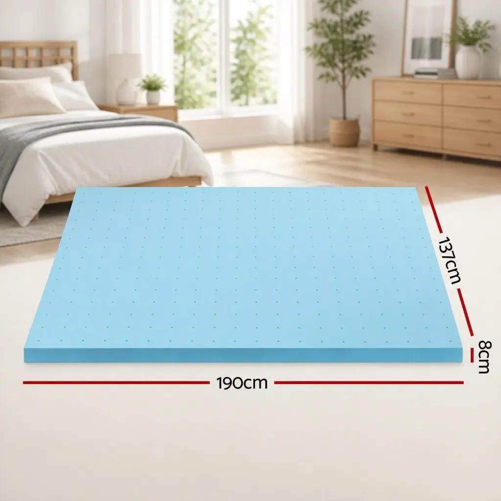 Memory Foam Mattress Topper 8cm Double Bed Ventilated Gel Cool Sleep Comfort