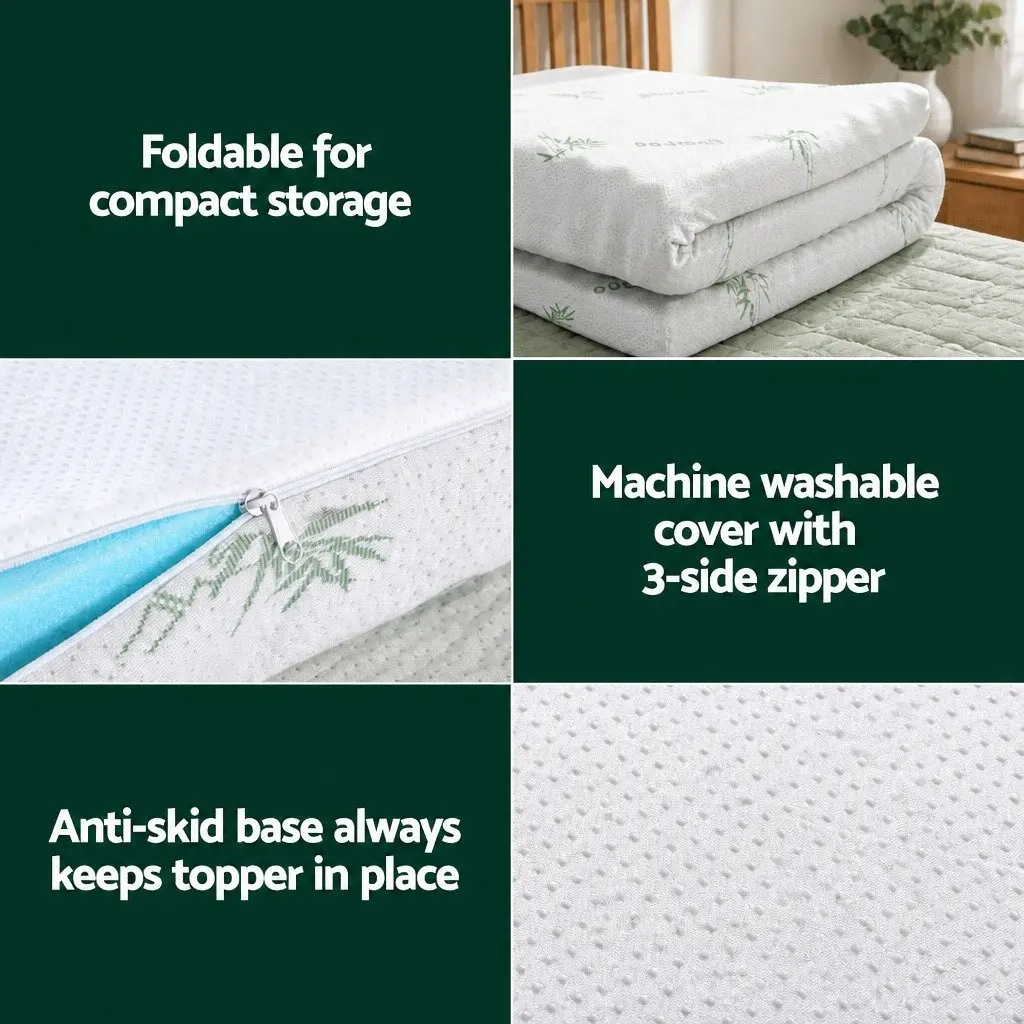 Memory Foam Mattress Topper 8cm Ventilated Blue King Bed