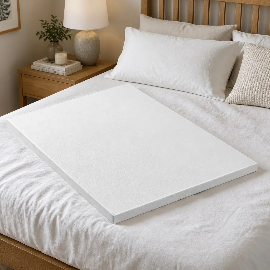 Memory Foam Mattress Topper 8cm Bamboo Cover Queen Bed Ventilated Cool Gel Blue