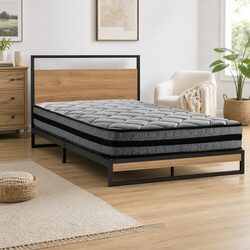 Metal Bed Frame King Single Size Platform Bedroom Furniture with Pocket Spring