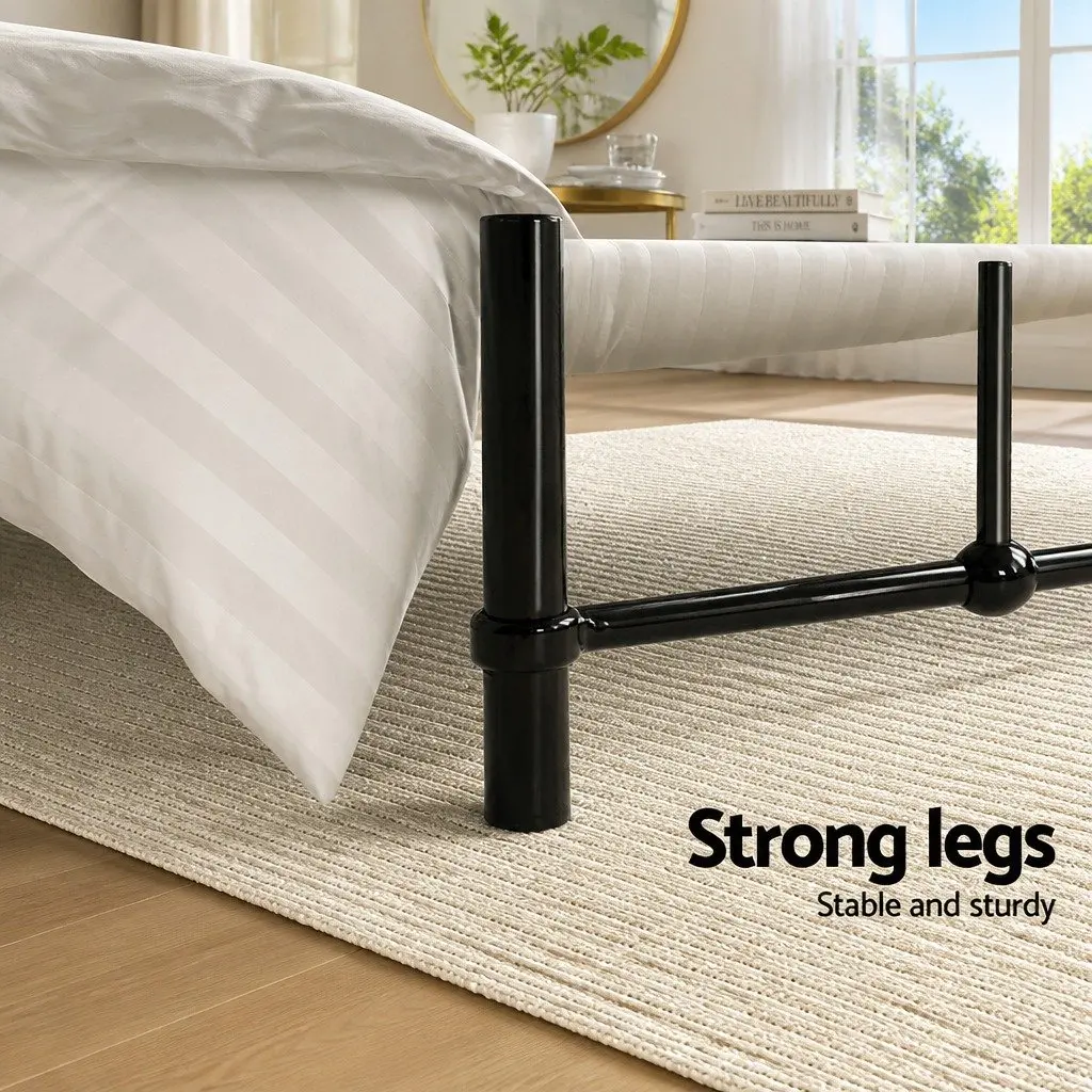 Double Metal Bed Frame Powder-coated Steel Standard Double Size Black
