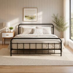 Practical Queen Metal Bed Frame with Storage Solutions