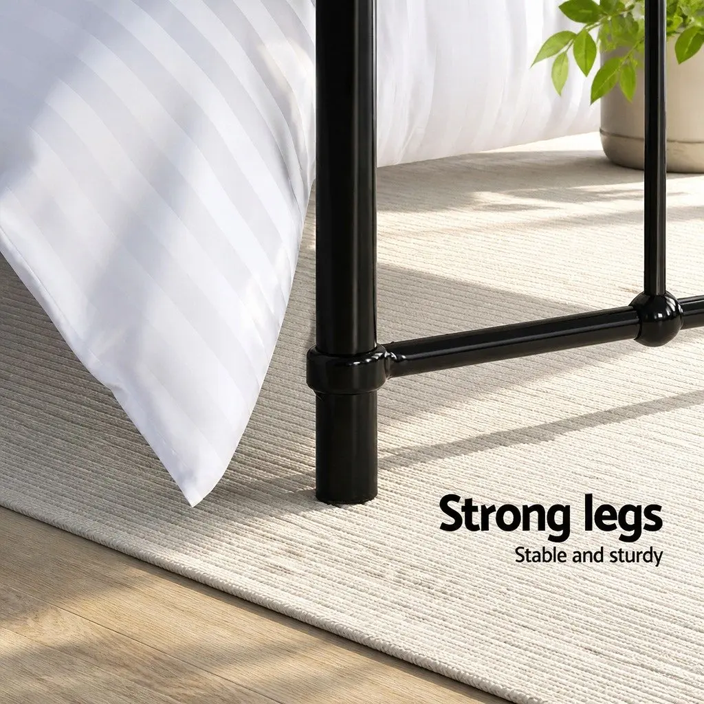 Single Metal Bed Frame Steel Black Country Style Suitable for Standard Single Mattress
