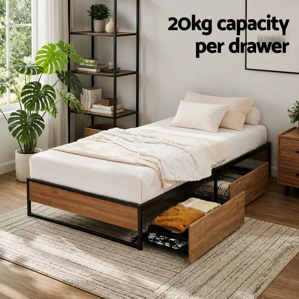 Single Bed Frame with Storage Solutions