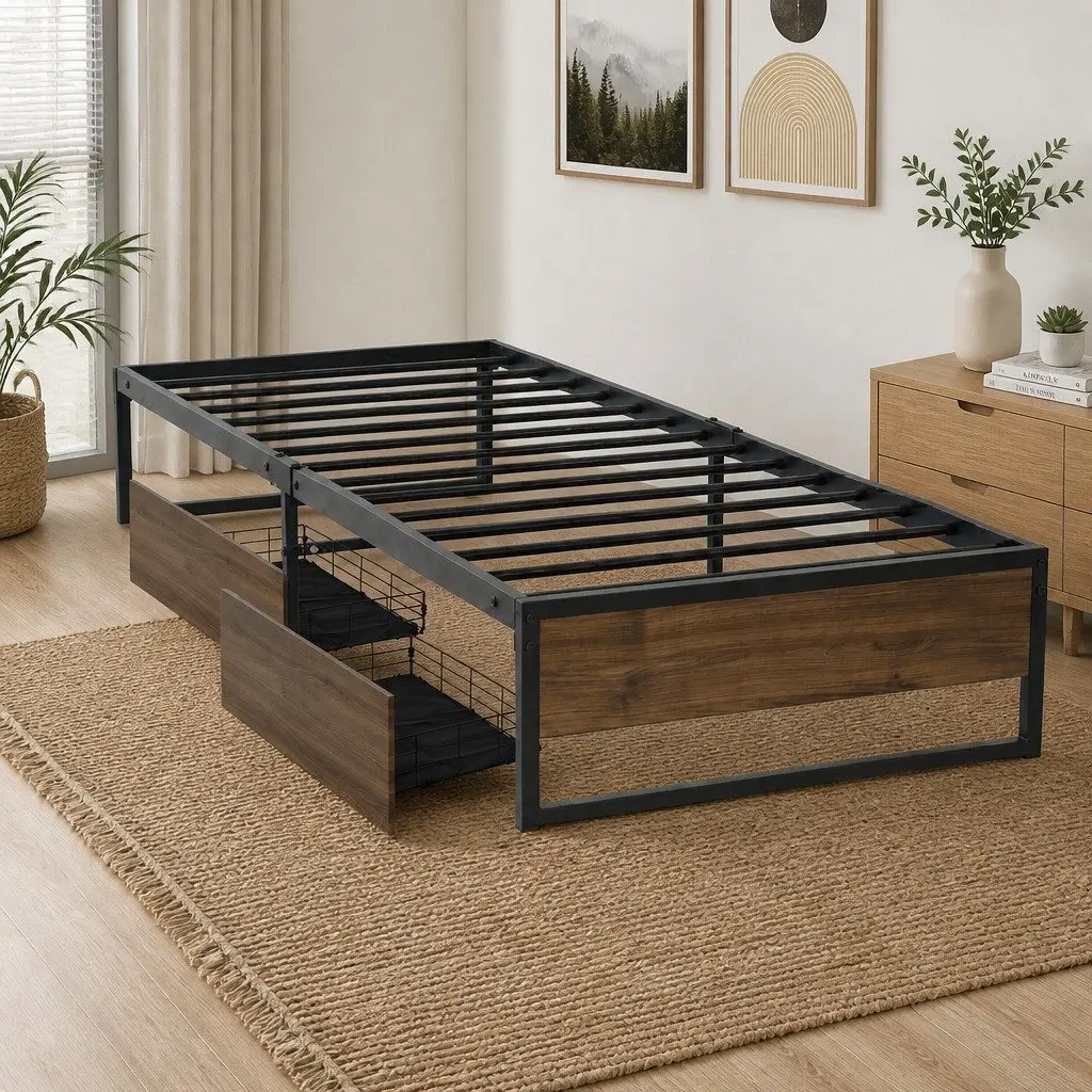 Single Bed Frame with Storage Solutions