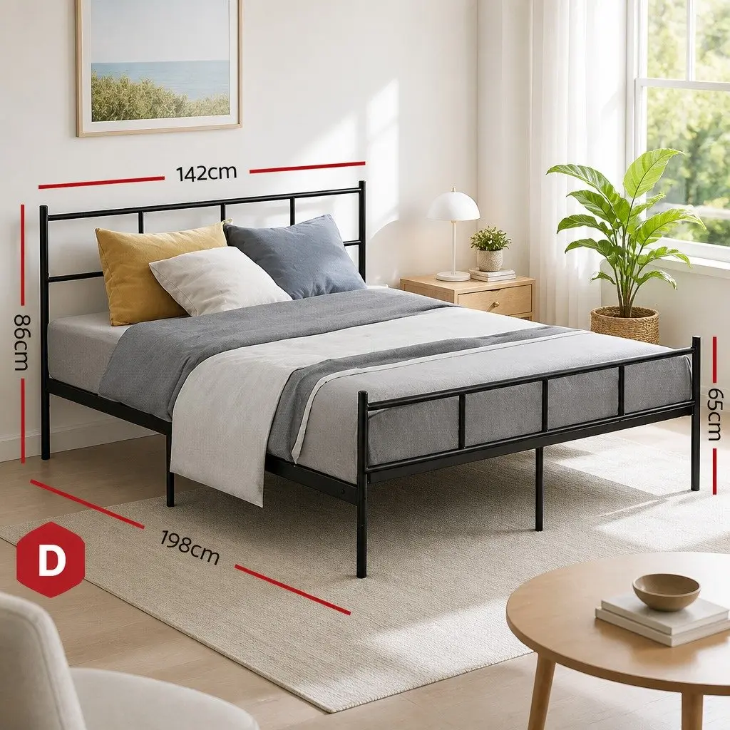 Double Bed Frame Steel Black Storage Underneath Standard Size