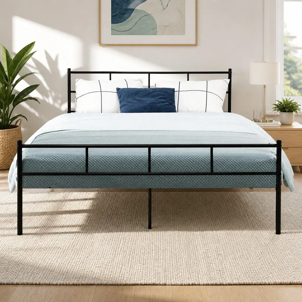 Queen Metal Bed Frame with Storage Solutions