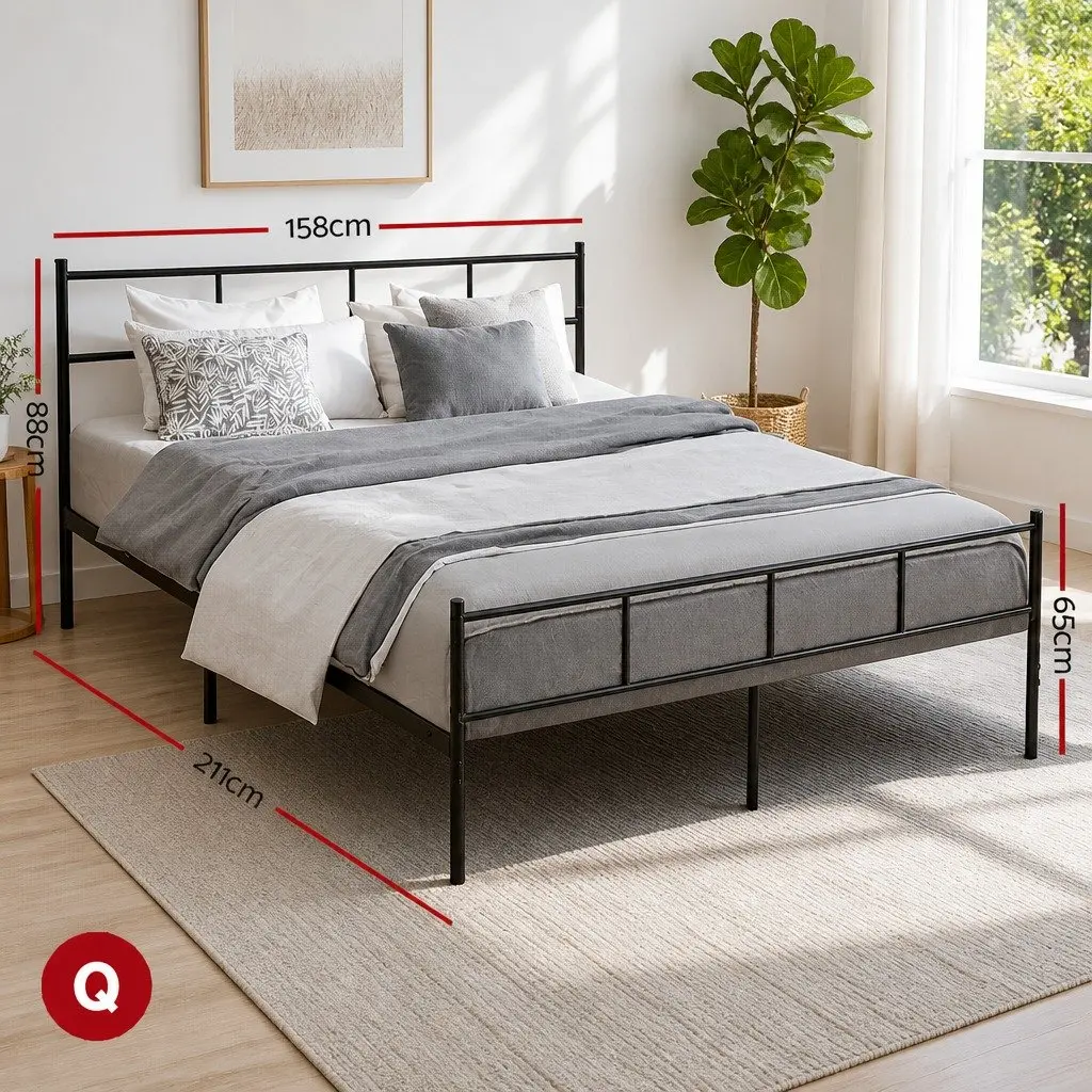 Queen Metal Bed Frame with Storage Solutions