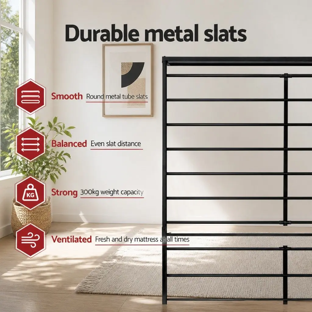 Queen Metal Bed Frame with Storage Solutions