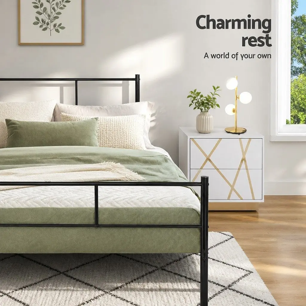 Queen Metal Bed Frame with Storage Solutions