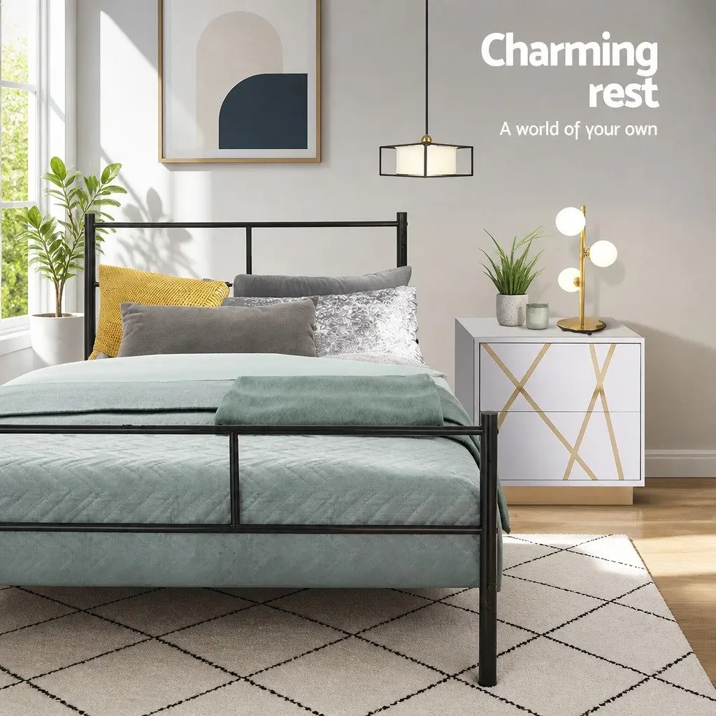 Queen Metal Bed Frame with Storage Solutions