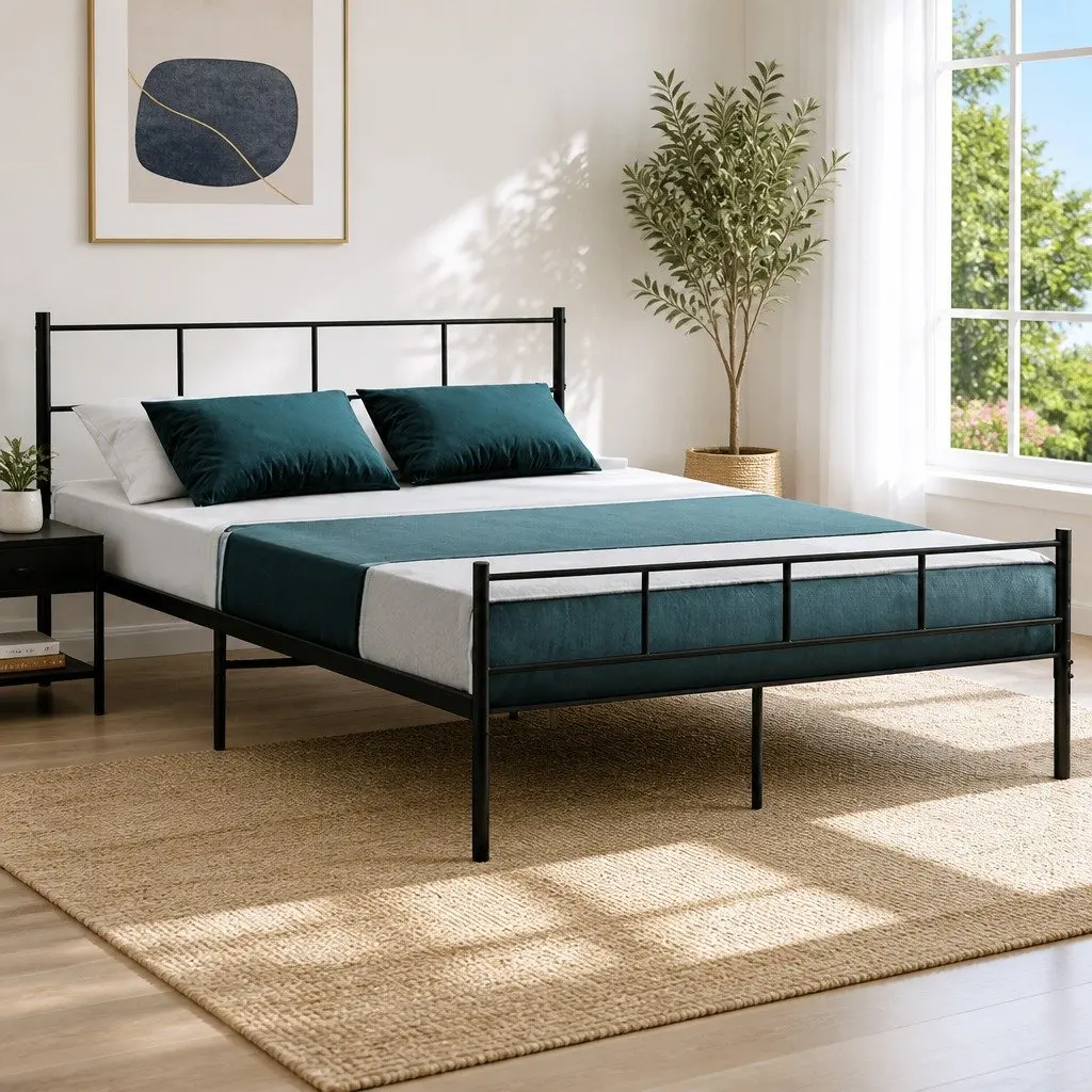 Queen Metal Bed Frame with Storage Solutions