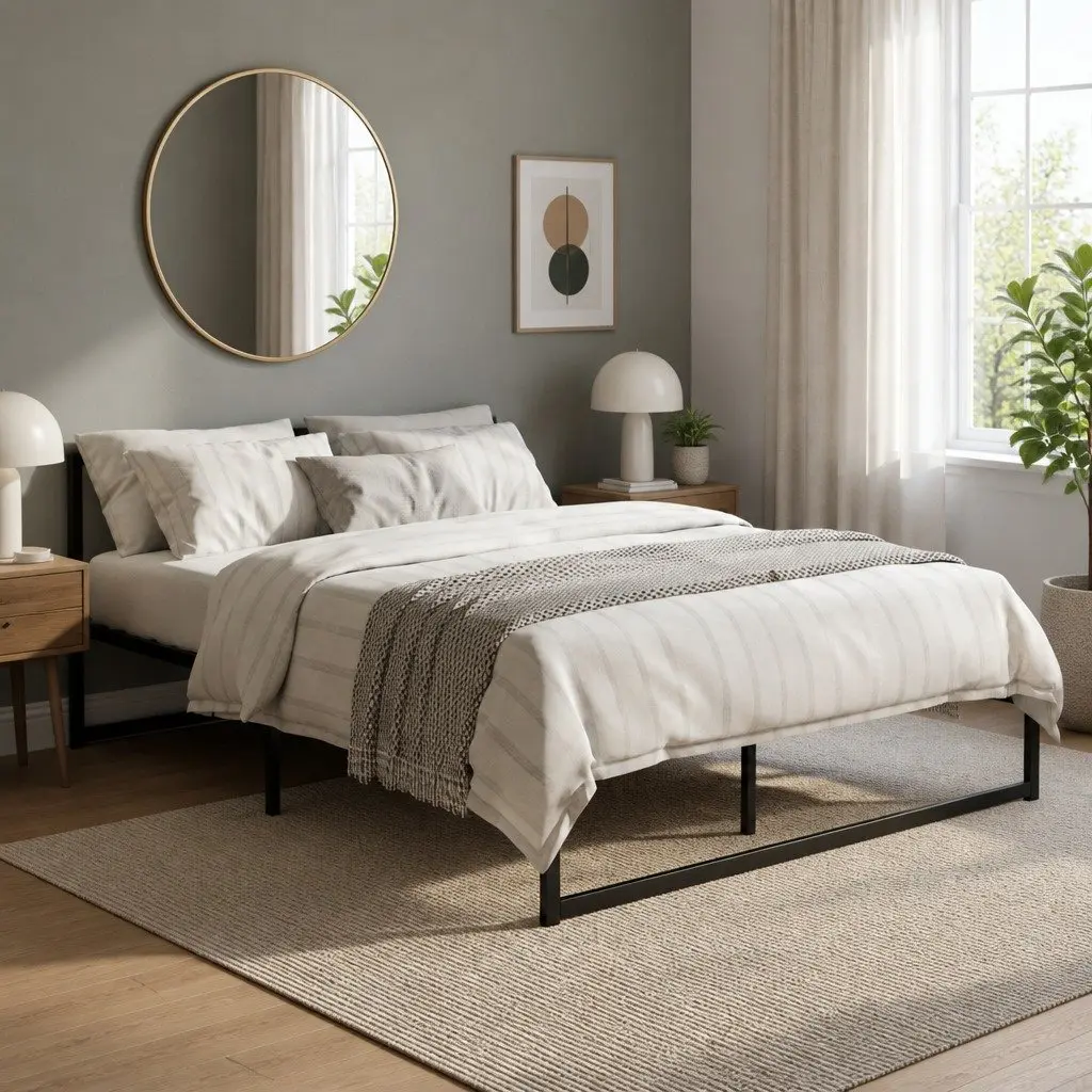 Metal Bed Frame for Queen-Sized Mattresses