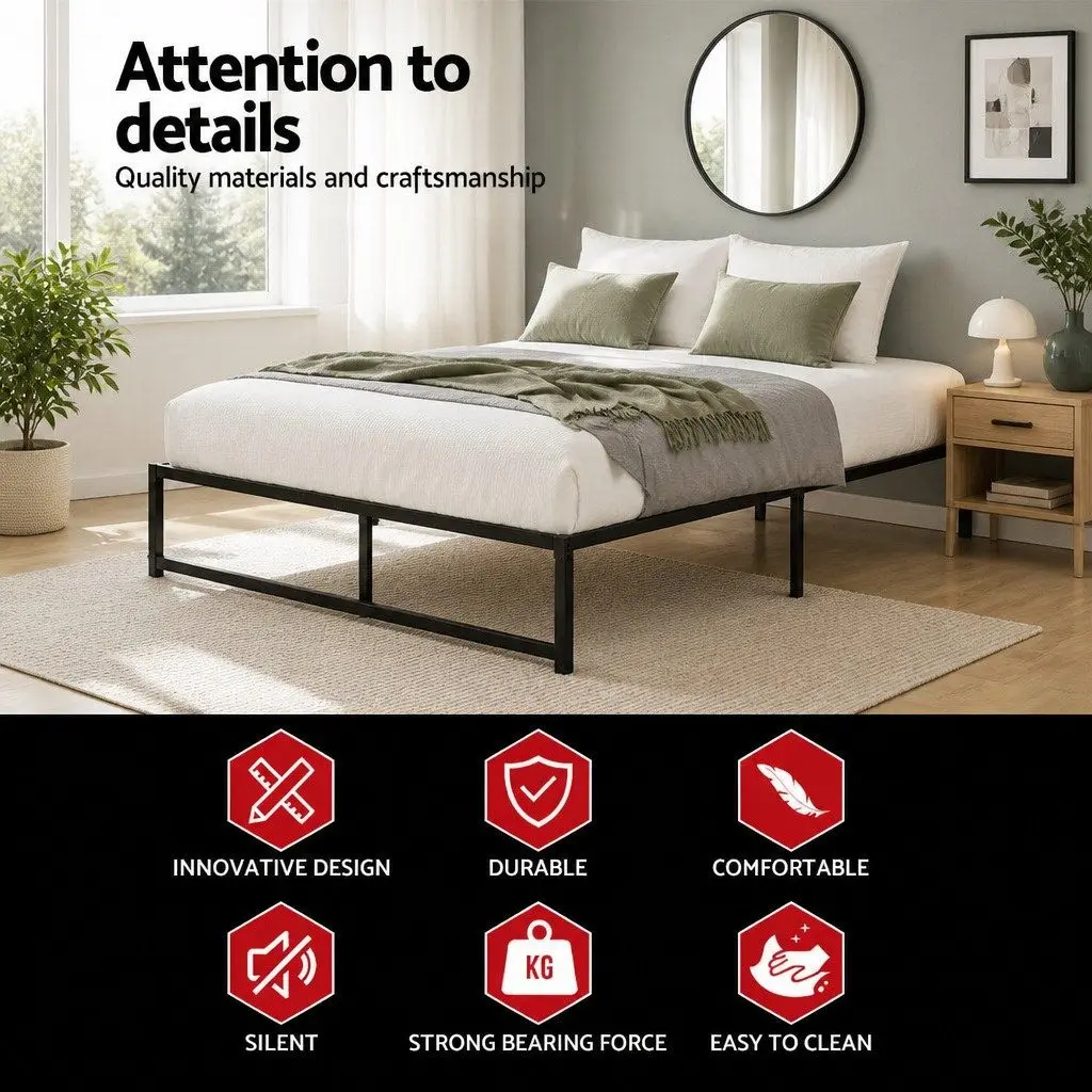 Metal Bed Frame for Queen-Sized Mattresses