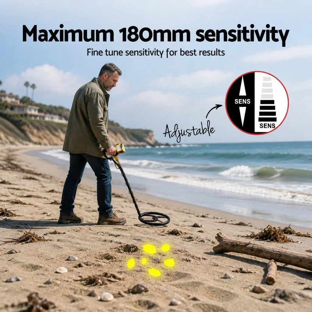 Metal Detector & Pinpointer Set Yellow LCD Display Water Resistant Treasure