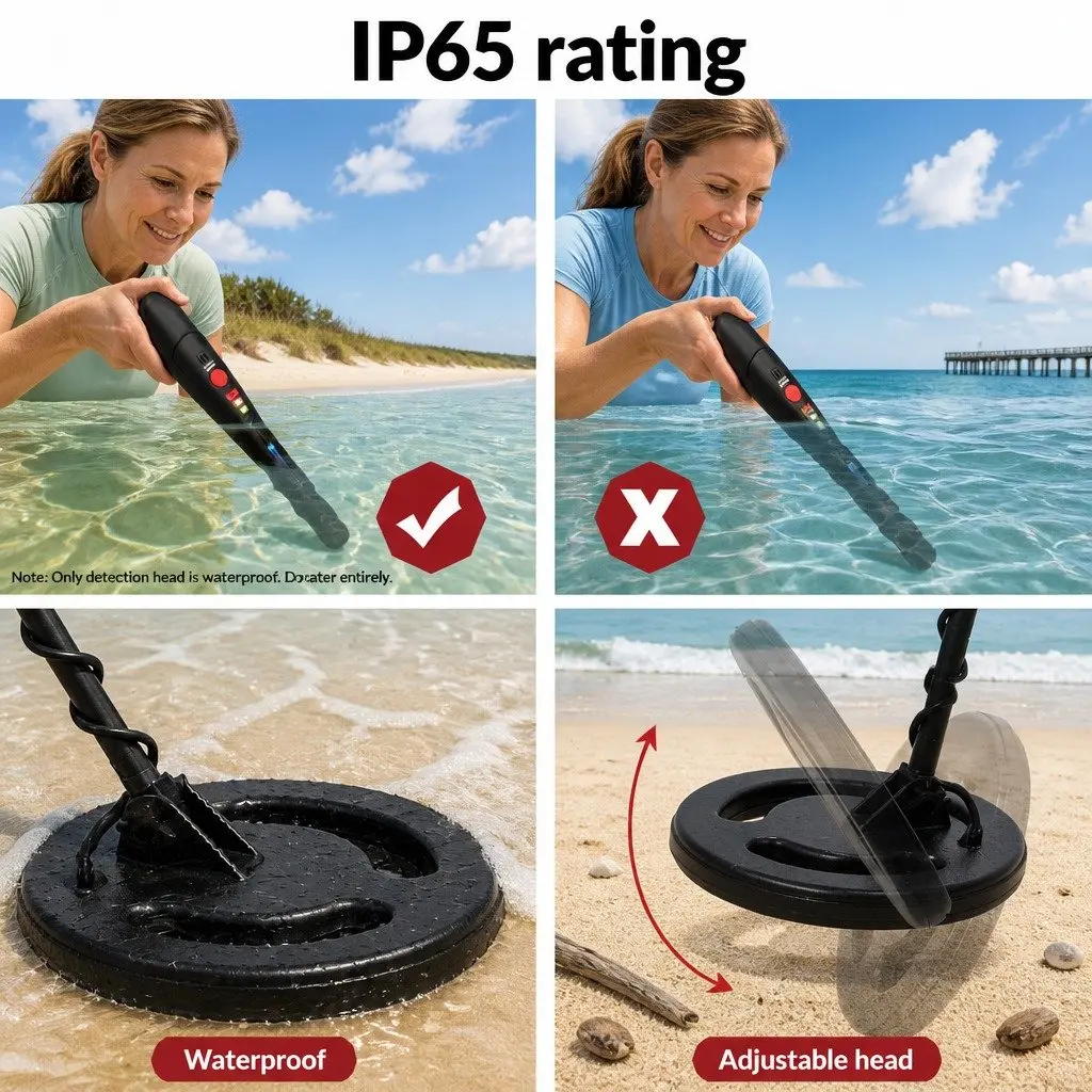 Metal Detector 220MM Waterproof LCD Pinpointer Treasure Hunt Beach Garden Search
