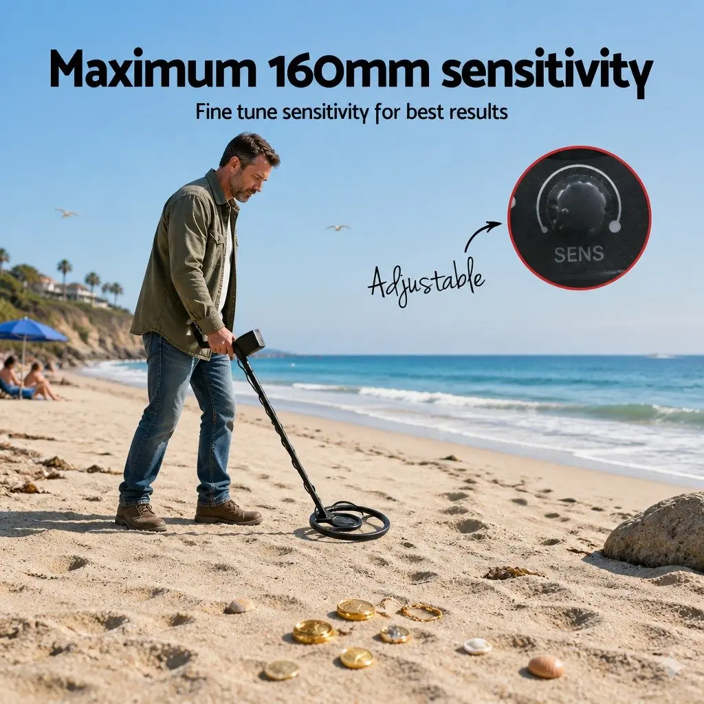 Metal Detector & Pinpointer Set 160mm Sensitivity Water Resistant Treasure