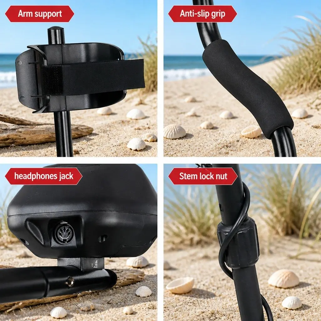Metal Detector LCD Screen Waterproof 220MM Search Coil Treasure Hunting Backyard