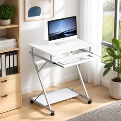 Computer Desk with Keyboard Tray Shelf White 60cm Home Office Workstation
