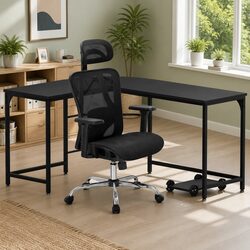 Functional L-Shape Desk and Chair for Home Office Needs