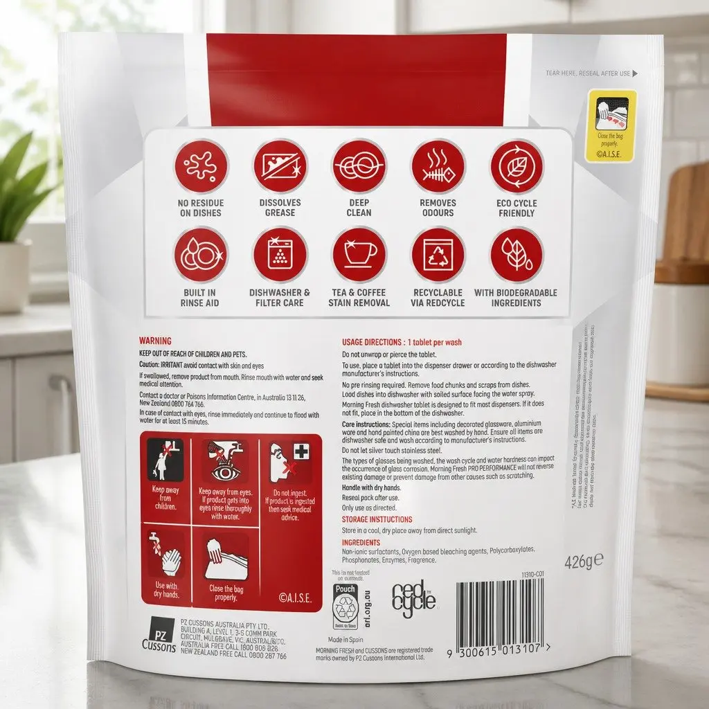 Lemon Fresh Dishwasher Tablets Pro Performance 44 Pack Cleaning Grease Cutting