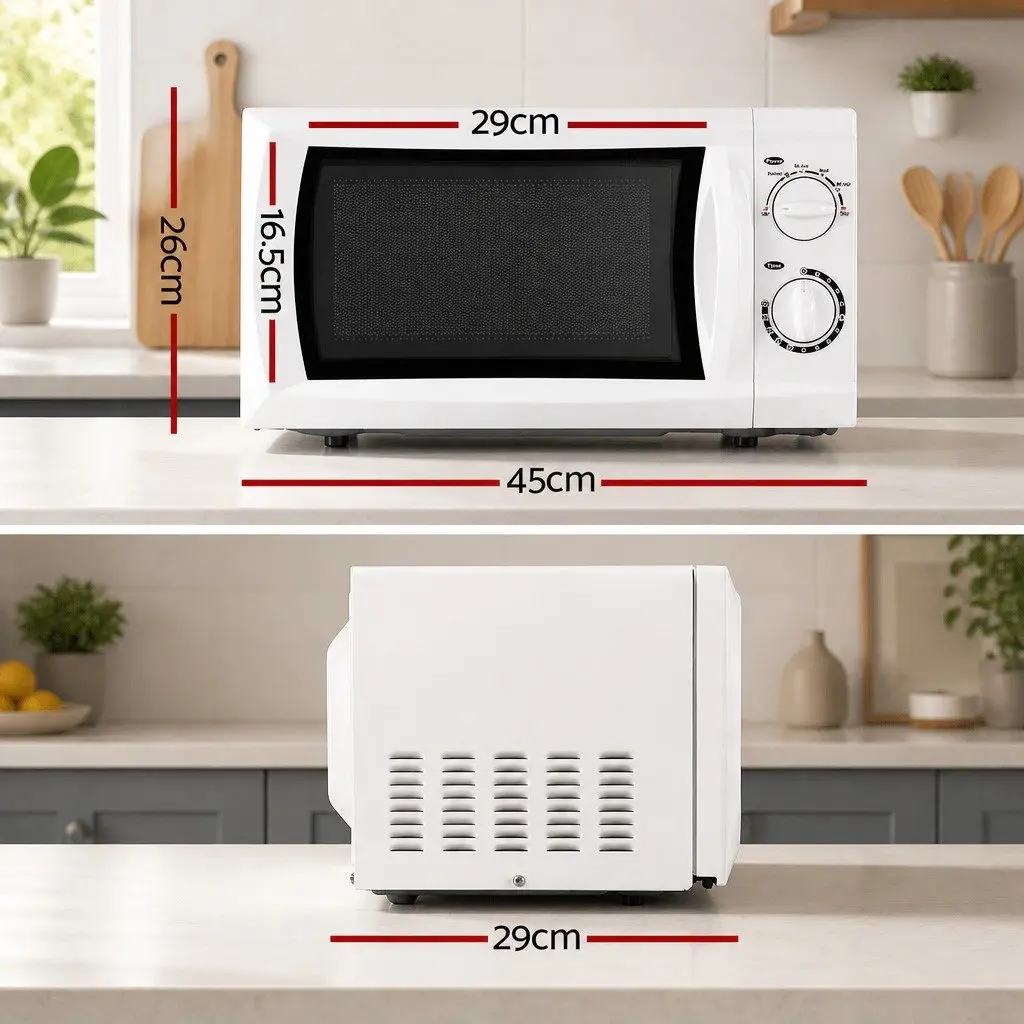 Microwave Oven 20L 700W White Countertop Appliance with Glass Turntable