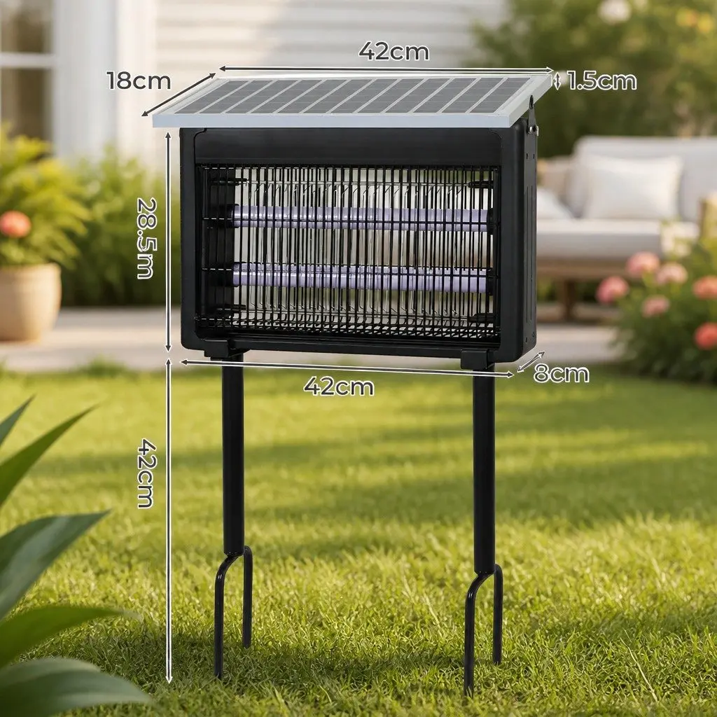 Electric Mosquito Killer Lamp Solar USB Powered Indoor Outdoor Bug Zapper Black 42cm L x 8cm W x 28.5cm H