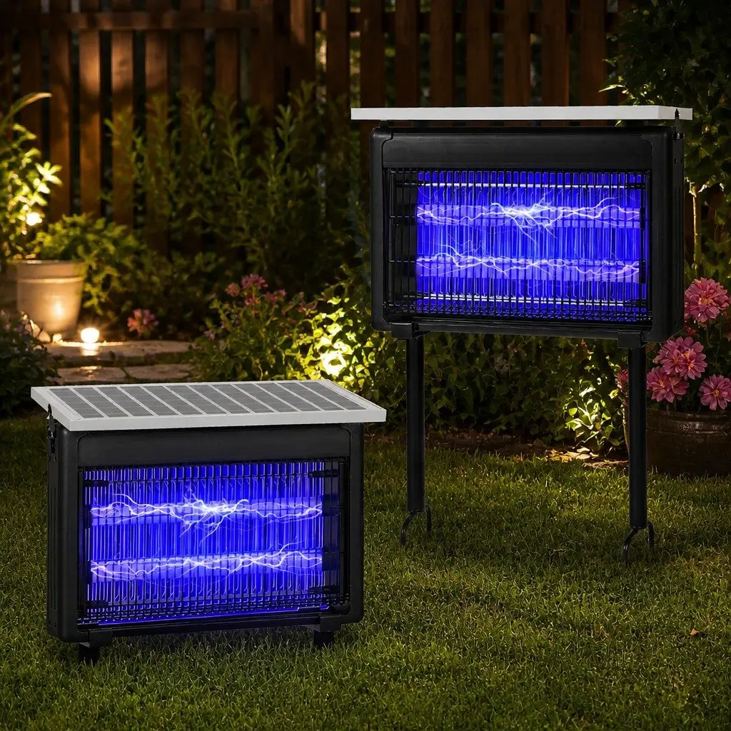 Electric Mosquito Killer Lamp Solar USB Powered Indoor Outdoor Bug Zapper Black 42cm L x 8cm W x 28.5cm H