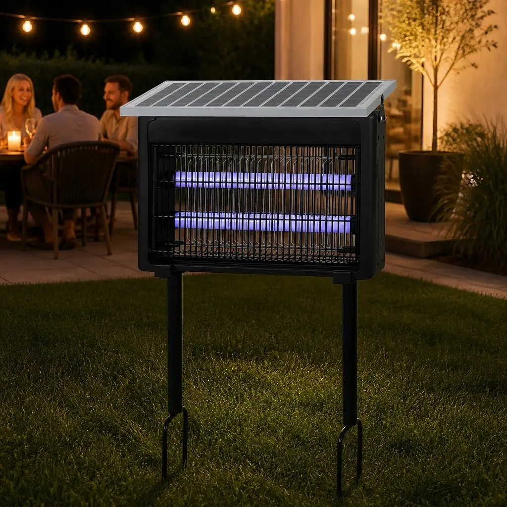 Electric Mosquito Killer Lamp Solar USB Powered Indoor Outdoor Bug Zapper Black 42cm L x 8cm W x 28.5cm H